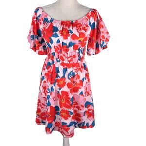 Prettygarden Dress Floral Off Shoulder Pink Red Small Lined New